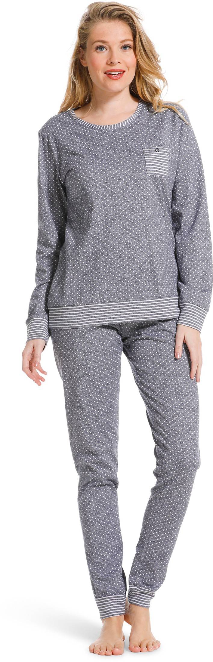 Pyjama gris pois coton manches longues Pastunette 20199-115-3